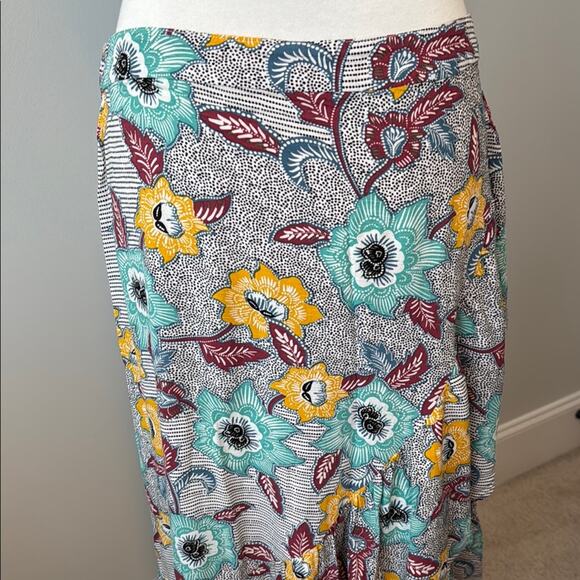 BCBGeneration Multicolored Faux Wrap Pull On  A-line Maxi Skirt Women's Large - Picture 3 of 8